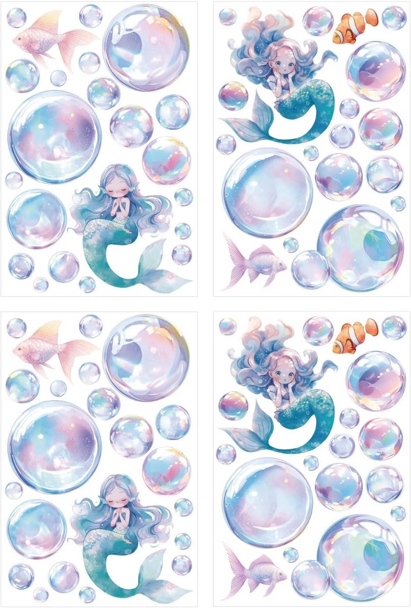 Kleurrijke Bubble Wand Stickers voor Onderwaterdecoratie, Perfect voor Badkamer en Verjaardagsfeestjes met Zeemeermin Thema