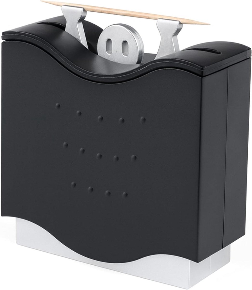 Tandenstoker Dispenser - Stokjeshouder - Tafel Decoratie - Interactief Poppetje - 1 Aantal - Zwart