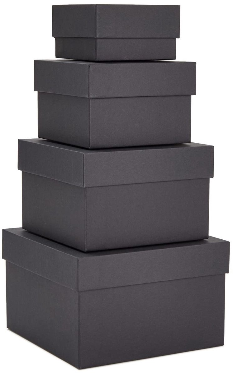 Dailygoods - Nestdozen - Ruimtebesparend - Zwart - Decoratieve geschenkdozen - Voor elke gelegenheid - Set van 4 maten