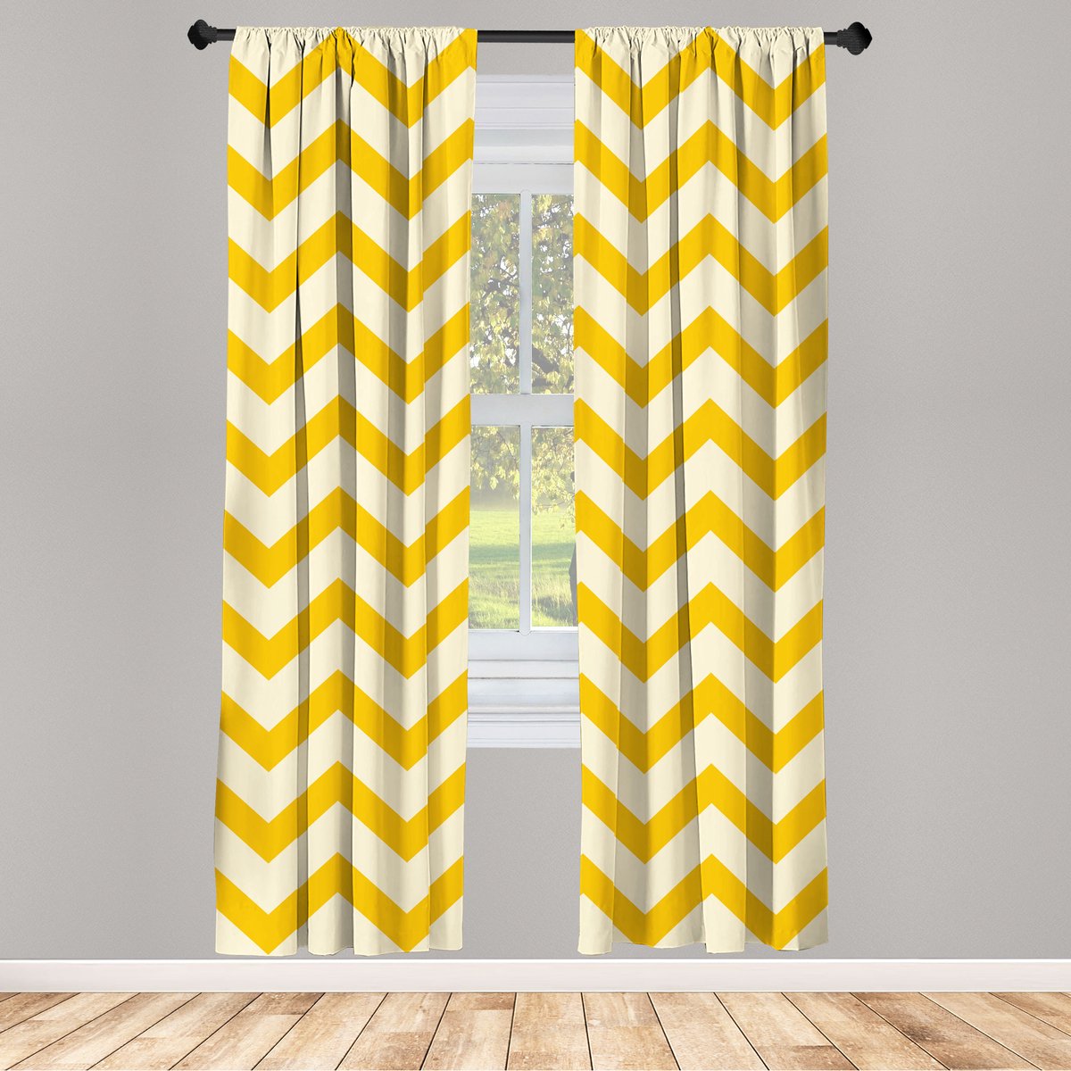 ABAKUHAUS gestreepte gordijnen, modern zomerpatroon met tegeldesign, set van 2 panelen voor woonkamer en slaapkamer, 150 x 245 cm, licht per