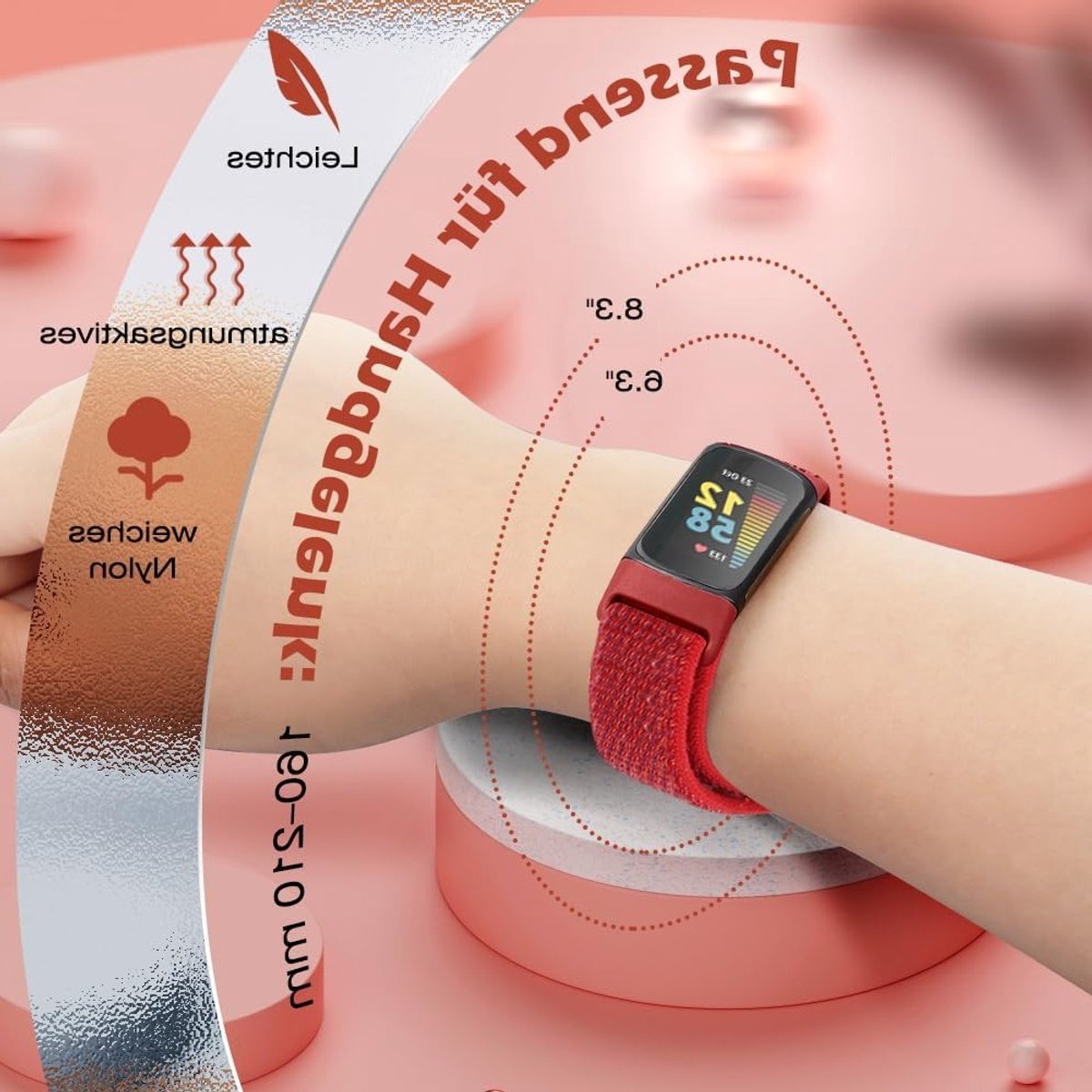 Verstelbare en Ademend Nylon Sportband voor Fitbit Charge 5 - Vervangende Polsband voor Fitness Tracker voor Dames en Heren thumbnail 4