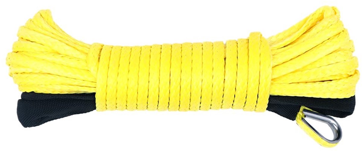 Vlemico - synthetische lier lijn kabel - lierkabel 8000lbs - geel - sterk en lichtgewicht - geschikt voor offroad gebruik - 1/4 inch x 50 voet