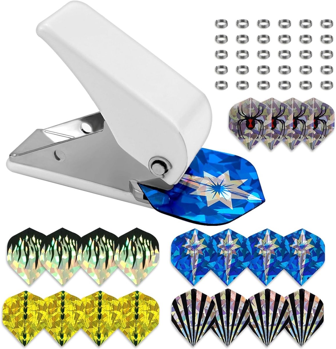 Dart Flights Hole Punch met 100 Stuks Metalen O-Ringen voor Darts Accessoires en Verbeterde Spelervaring