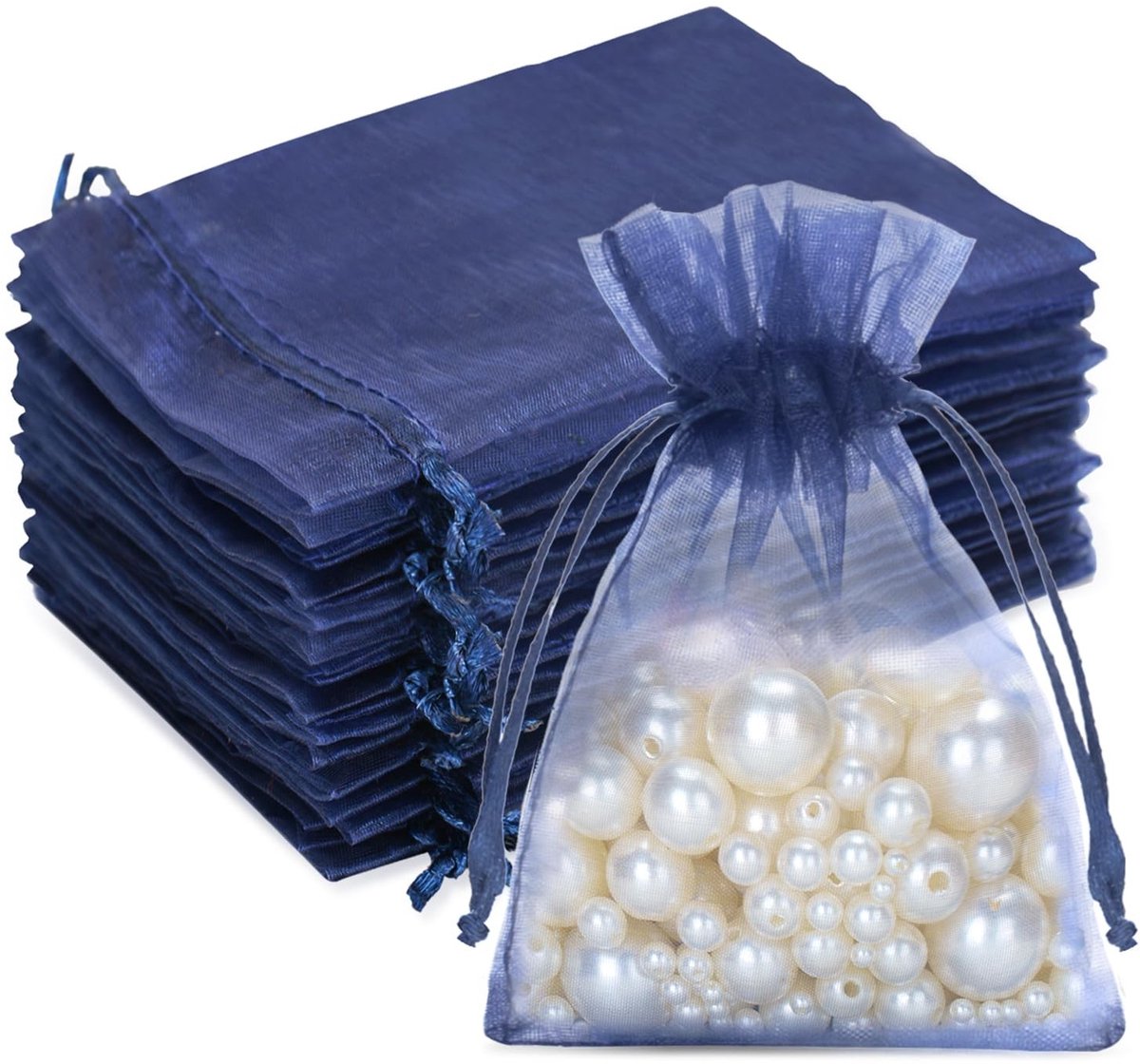 Jhubersproducts - Organza zakjes - Geschenktasjes voor bruiloften - Donkerblauw - Cadeauzakjes - Sieradenzakjes voor elke gelegenheid