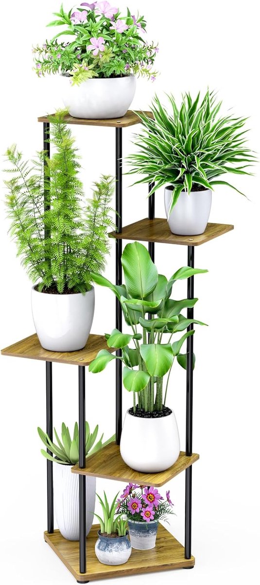 Famanu – Plantenrek met meerdere verdiepingen, decoratieve bloempotenrek van metaal voor binnen