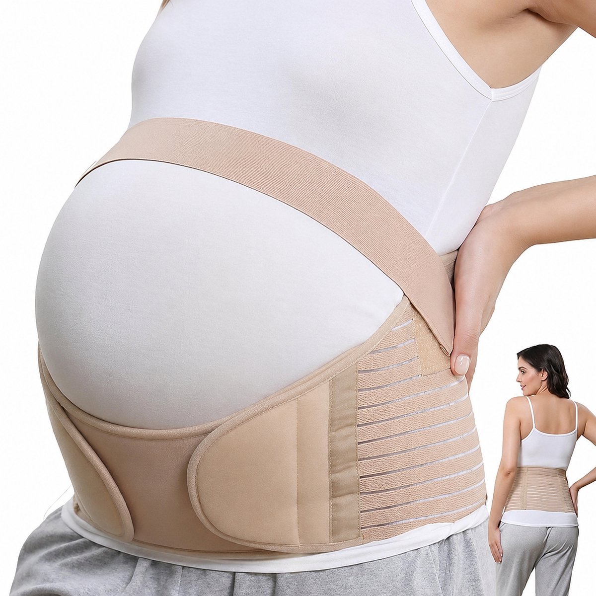 Zwangerschapsband - Maat XL - Beige - Buikband zwangerschap - Steunband bekken - Pregnancy belt – Bekkenbrace - Bekkenband – Zwangerschapskleding – Sluitlaken – Zwangerschap cadeau - LOUZIR