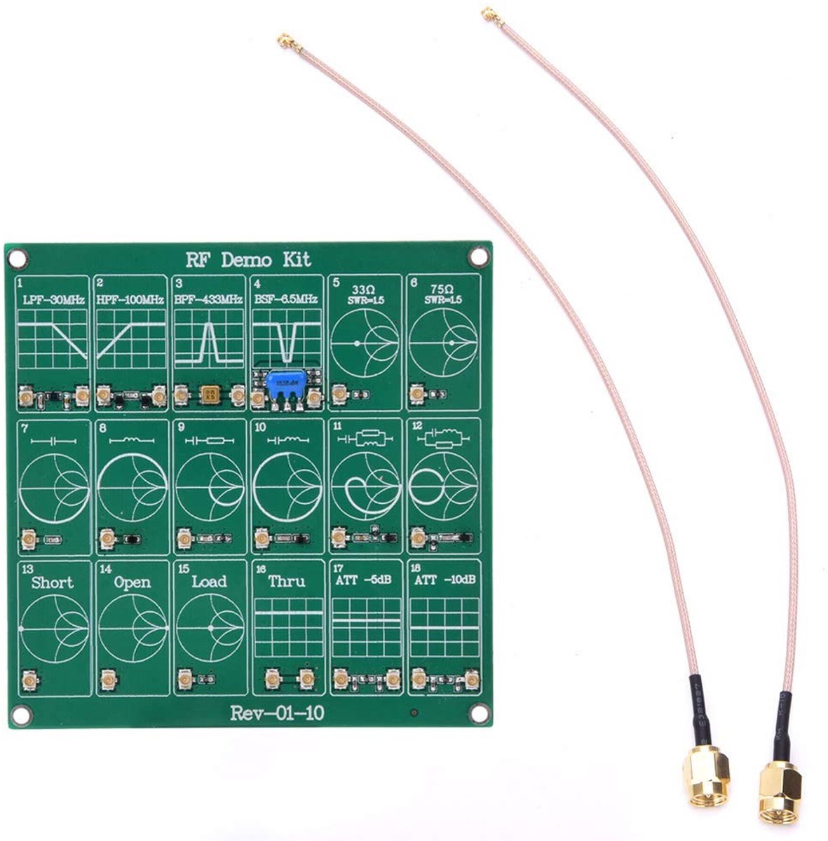 Dailygoods - RF-testkaart - RF-demokit - Compact en lichtgewicht - 18 functiemodules - Inclusief UFL-patchkabels - Geschikt voor leren van vector netw