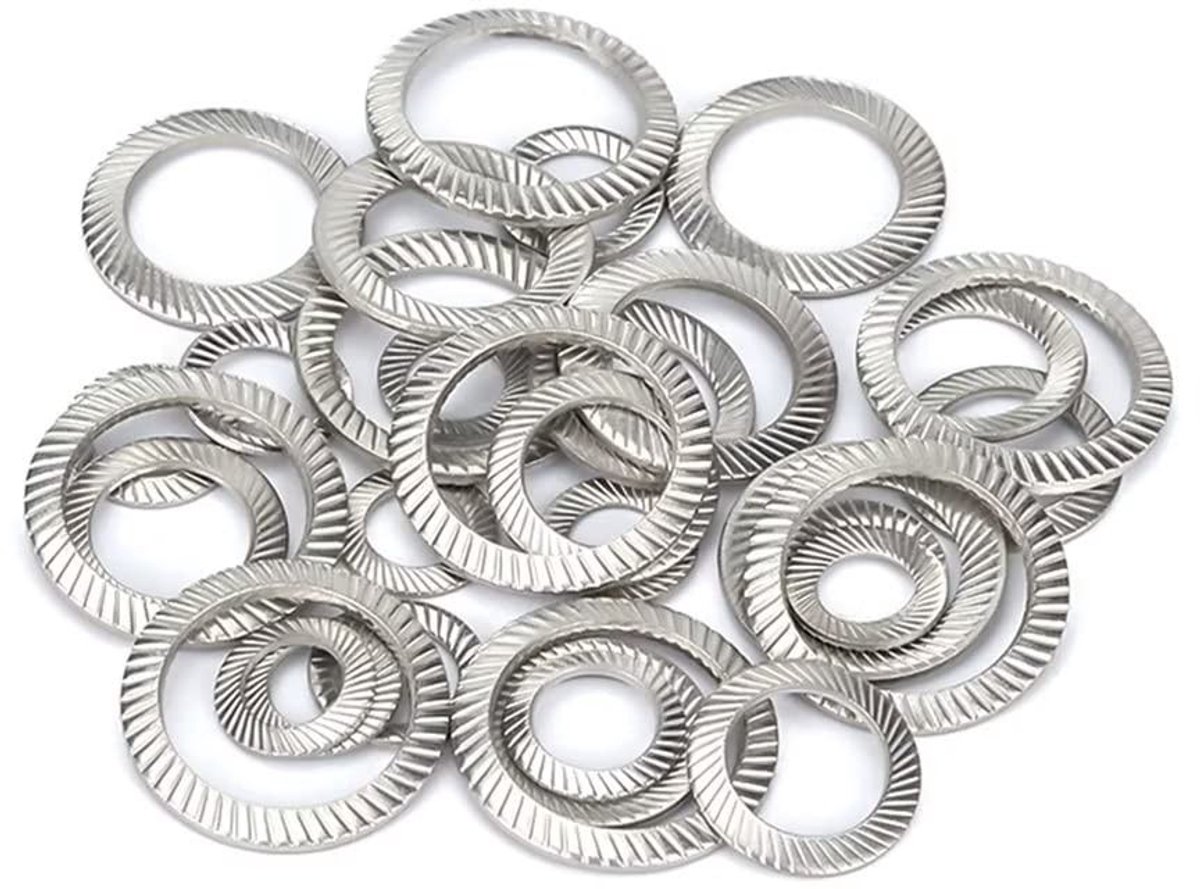 Dailygoods - Anti-slip sluitringen - Roestvrij staal - 90 stuks - Gekartelde sluitringen - Duurzaam en corrosiebestendig - Geschikt voor M3x5.5mm toep
