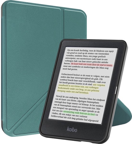 Hoes Geschikt voor Kobo Clara Colour - Luxe E-reader Trifold Case - Bescherm Hoesje Book Cover - Donkergroen — afbeelding 3