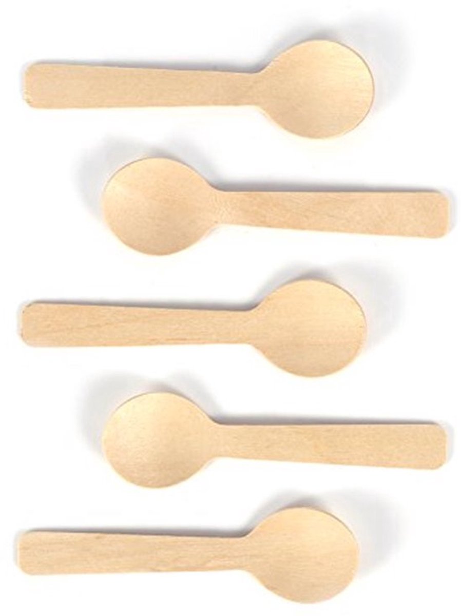 Houten Lepels 10cm - Wegwerp, Natuurlijke Hout, 100 Stuks