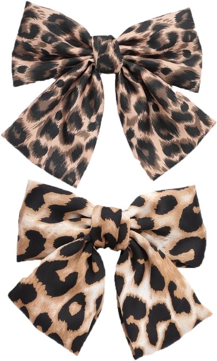 Satijnen Haarstrikken - Strik Clips - Haar Styling - Luipaard Patroon - 2 stuks - Niet gespecificeerd