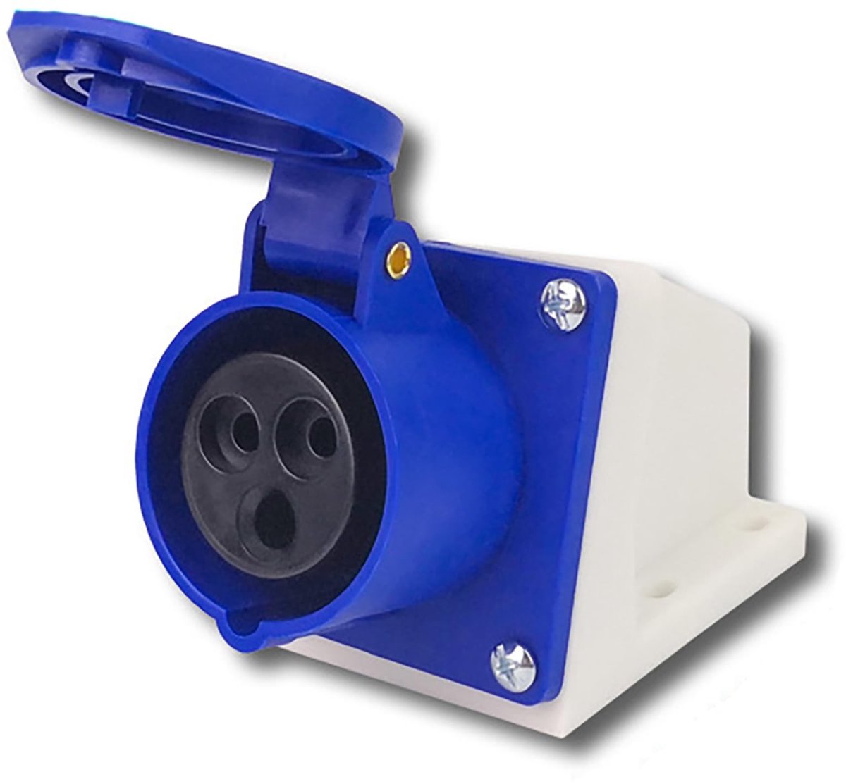 Smoakez - 3-pins stopcontact - Waterdichte aansluiting - IP44 - Blauw - Industriële wandstopcontact - Geschikt voor camping en caravan - 16A/32A
