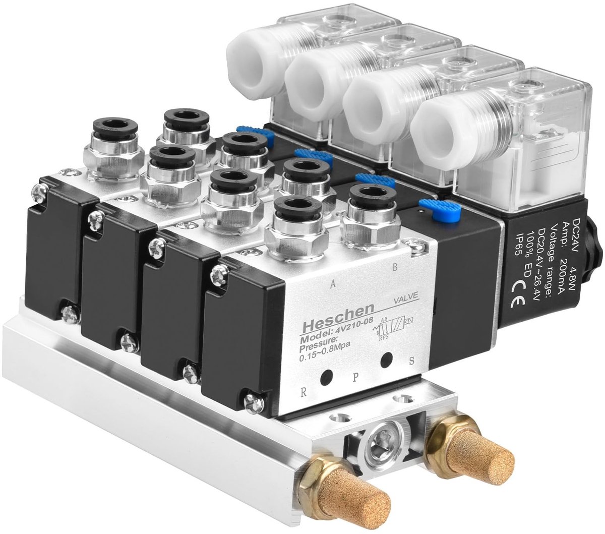 Elzusha - Pneumatische Solenoïdeklep - 5/2 Wegs - Aluminium - PT1/4 - Snelle Aansluitingen - Voor Diverse Toepassingen - Compact Model