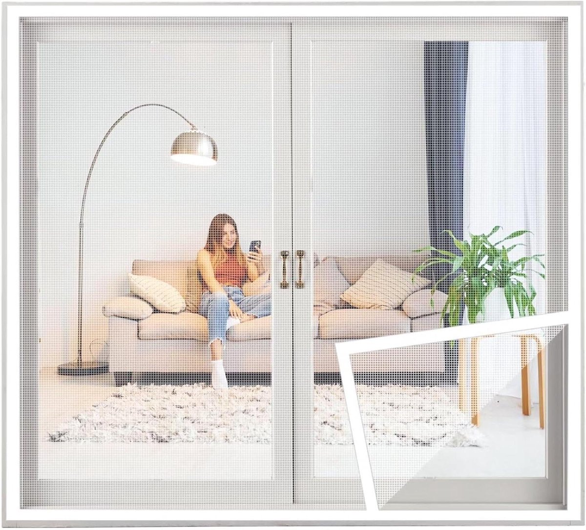 Raamhor - Muggenhor - Insecten Buiten Houden - Zonder Boren - 115x130cm - Wit