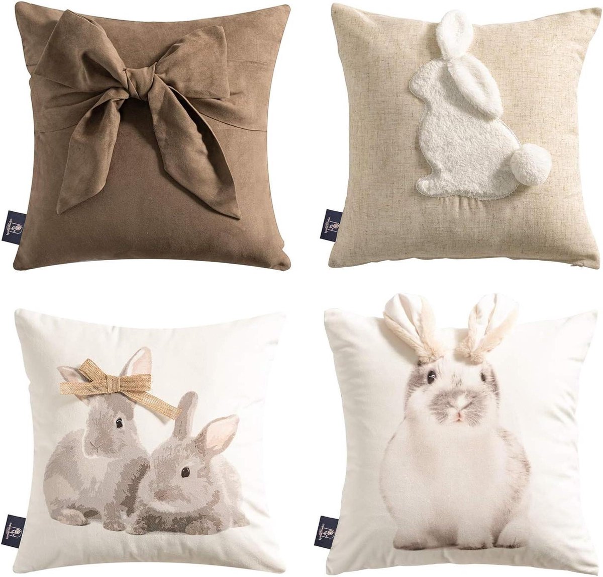 Kussenhoezen Set - Decoratieve Hoezen - Paasdecoratie Huis - Verborgen Ritssluiting - 45 x 45 cm - Lichtbruin