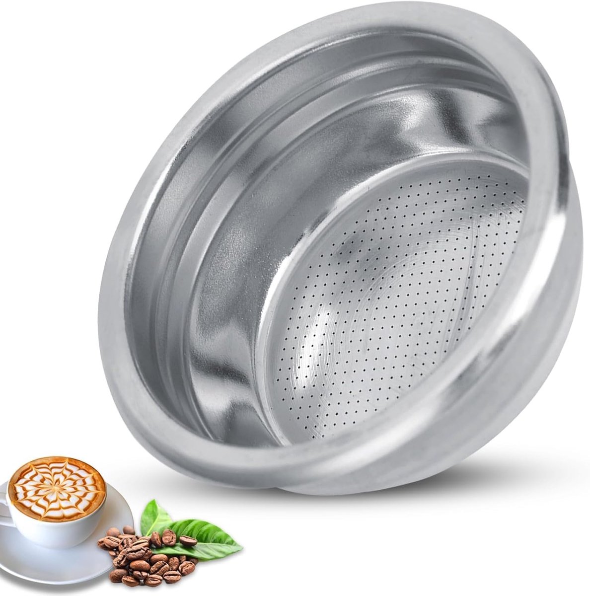 Roestvrijstalen koffiefilters, 58 mm herbruikbare koffiefilter Koffie Filterhouder Mand Onder druk gaasfiltermand Vervangende onderdelen voor koffiemachine(Double Person)