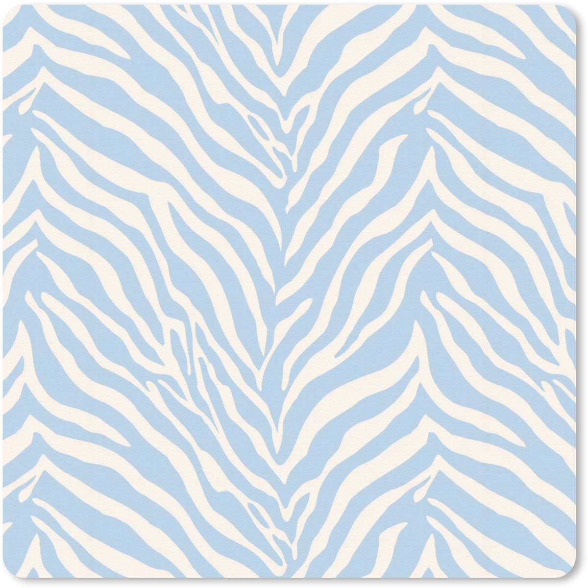 Muismat 20x20 cm - Mousepad Zebra - Motief - Blauw - Wit - Muismatten