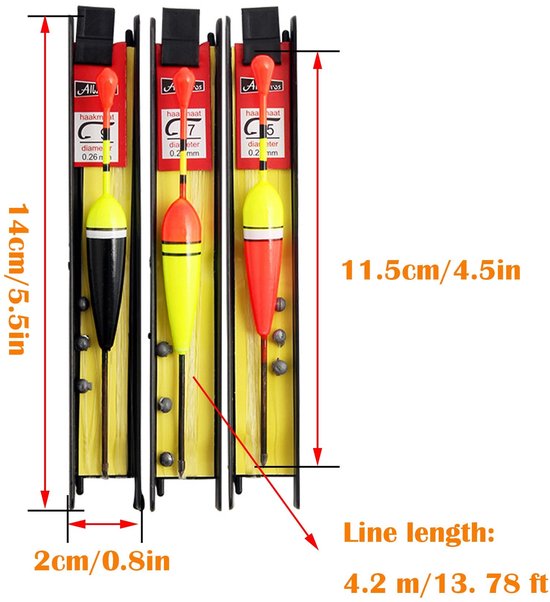 ONF3 - Hengeldobbers - 6 stuks visdobbers met zinklood - Ideaal voor diepzeevissen - Hoge zichtbaarheid - Compleet met vislijn en haken - Geschi... van Merkloos — afbeelding 5