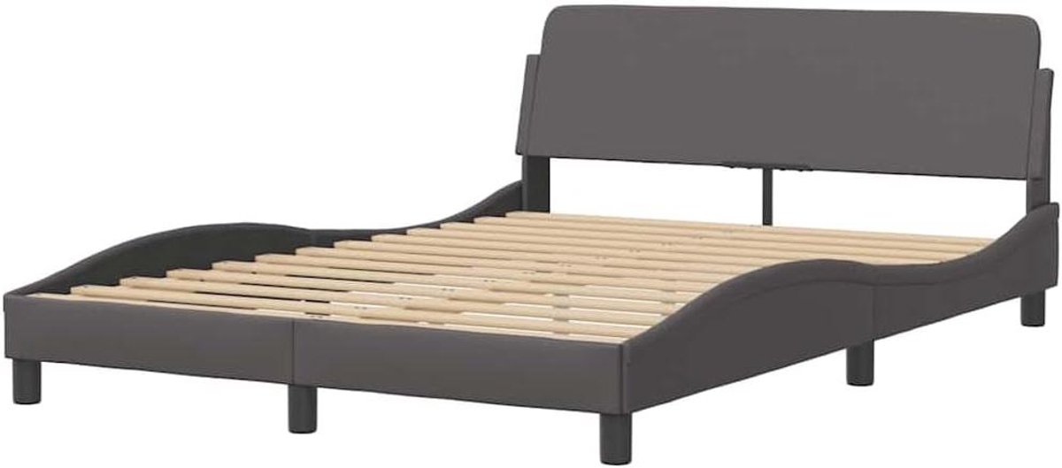 Bedframe met hoofdeinde - Tweepersoonsbed ombouw - Comfortabel slapen - Duurzaam kunstleer - 120 x 200 cm - Grijs