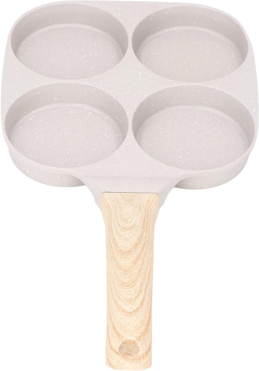 Pannenkoekenpan met 4 gaten - Omelet pan - Ontbijt maken - Gelijkmatige verwarming - 3 Koppen capaciteit - Zwart