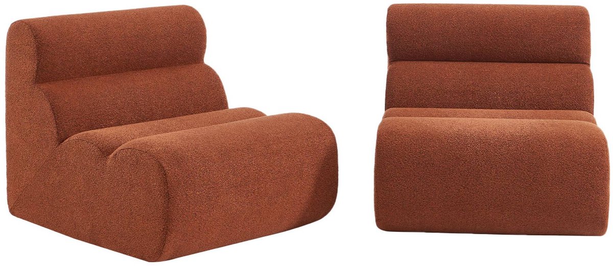 sweeek - Set van 2 stoffen fauteuils getextureerde bouclé 1 zitplaats - nova