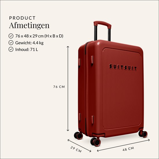 SUITSUIT Koffer 75x48x29 cm - Reiskoffer - Koffer groot - TSA Slot - 71L - Caretta - Burnt brick