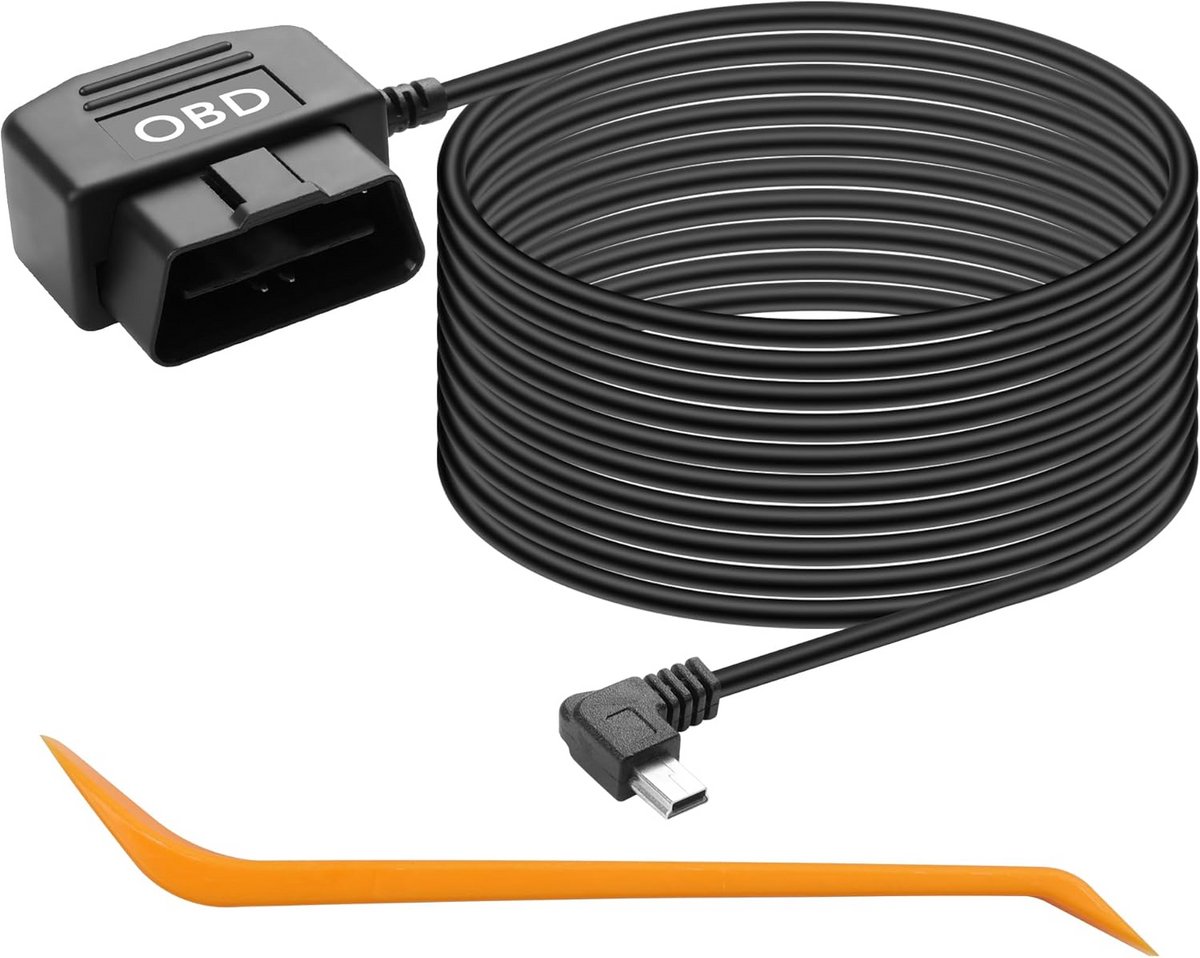 11,5ft Mini OBD Voedingskabel voor Dashcam met 90 Graden Mini Connector voor 24-uurs Parkeermonitoring