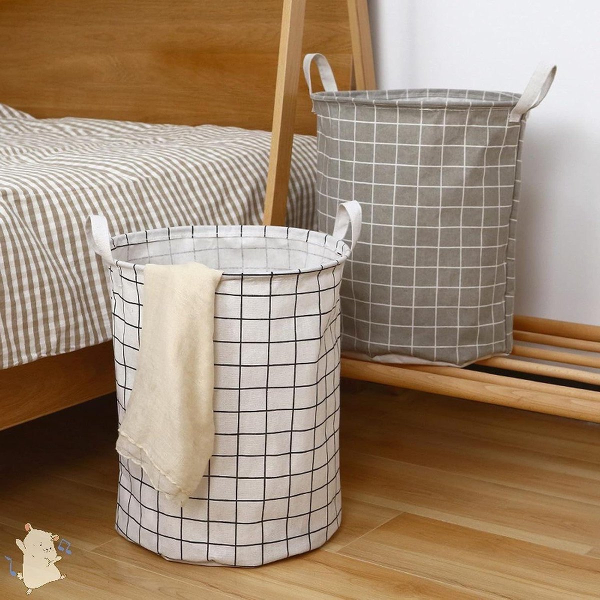 Wasmand Opvouwbaar Opberg Emmer Thuis Organiseren Grote Capaciteit 35x35x45cm Wit Grijs Zwart