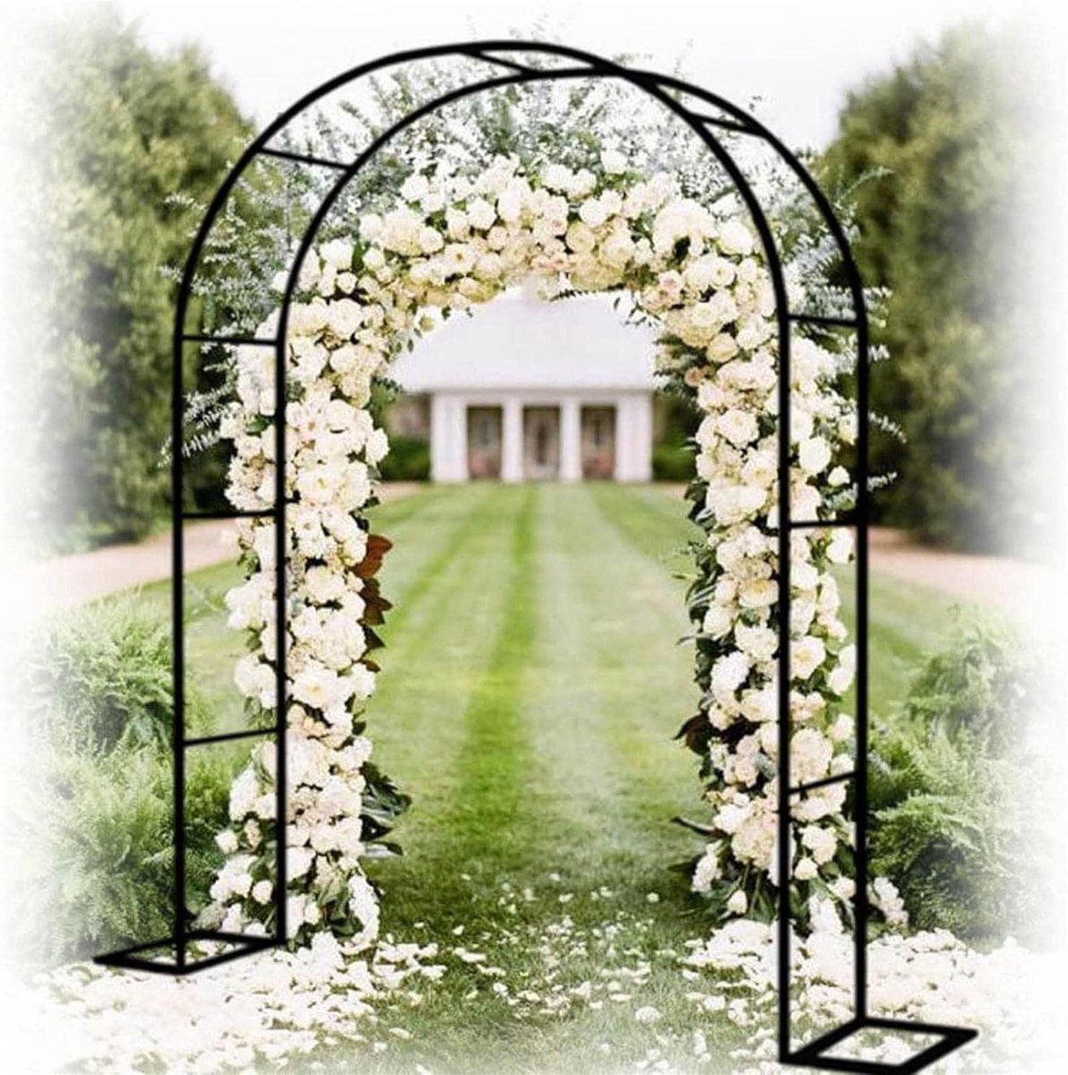 Metalen Tuinboog - Rozenboog Prieel - Decoratie Klimplanten - Weerbestendig Metaal - 200 x 220 cm - Zwart