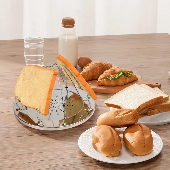 Opvouwbare Camping Toaster voor Gasfornuis - RVS Toastrek voor Buiten Koken — afbeelding 3