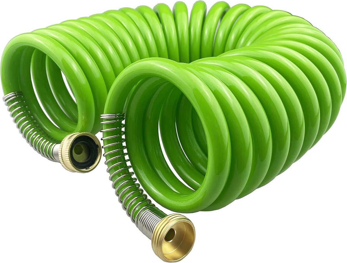 Flexibele en Knikvrije Tuinslang - 25ft Groen PU met Messing Koppelingen