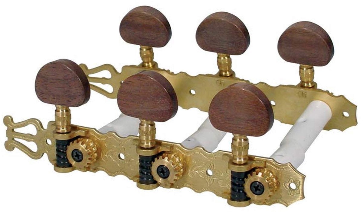 Boston 130-SB Machine Heads voor Klassieke Gitaar - Nylon Schacht, Messing, Houten Knoppen