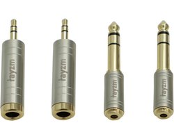 Rayzm 4 pack headphone jack adapter plug 6.35mm male to 3.5mm female and audio stereo plug 3.5mm male to 6.35mm female for
