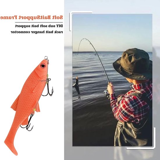 Set van 3 Stinger Haken met Voorvak Systeem en 5 Verwisselbare Gewichten voor Snoek, Ideaal voor Rubber Vissen met Jigkop, Geschikt voor Aas van 10, 13 en 18 cm, Maten S, M, L — afbeelding 4