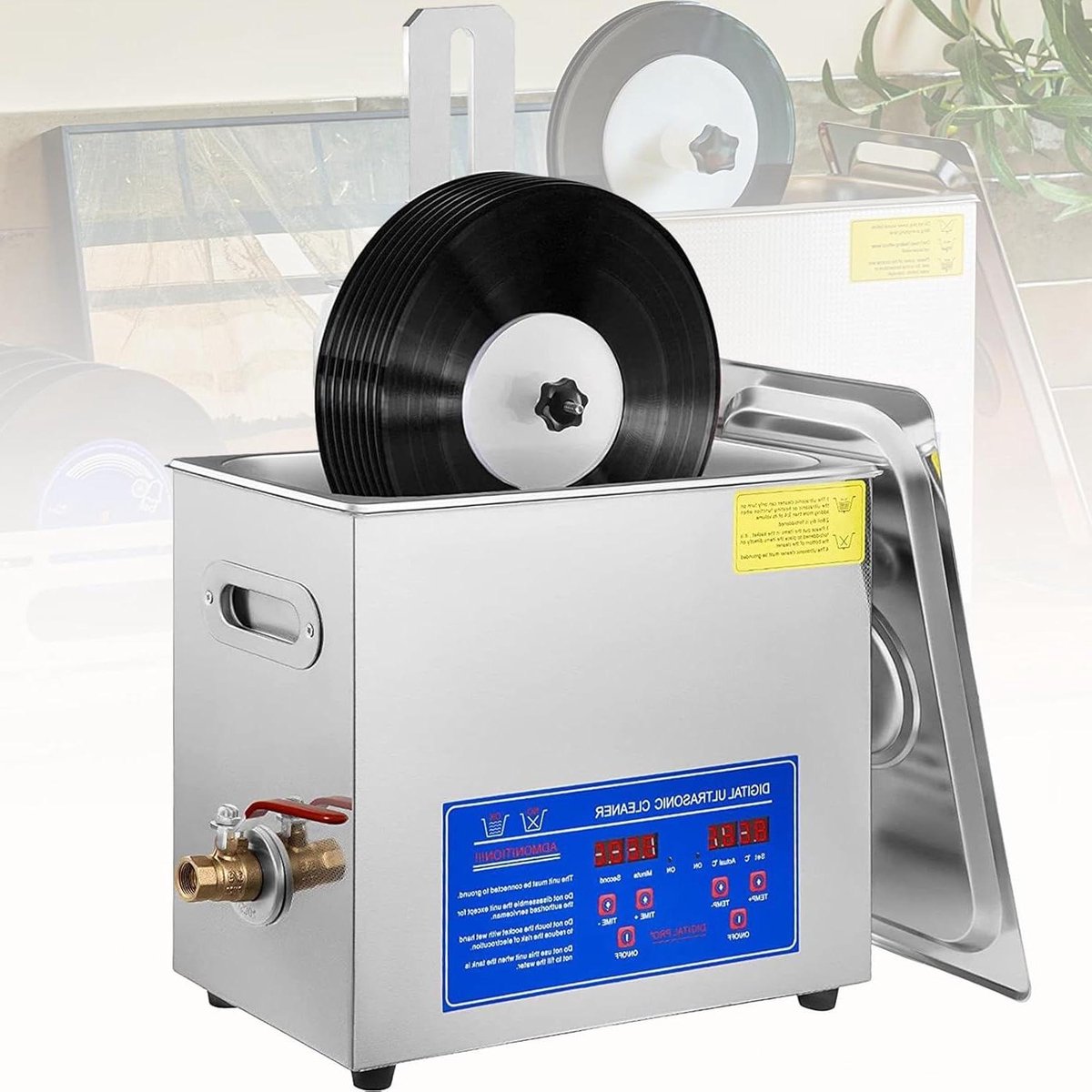 Ultrasone Reiniger - Platenwasser - Vinyl Schoonmaken - 8 Platen Tegelijk - 6L Capaciteit - Zilver
