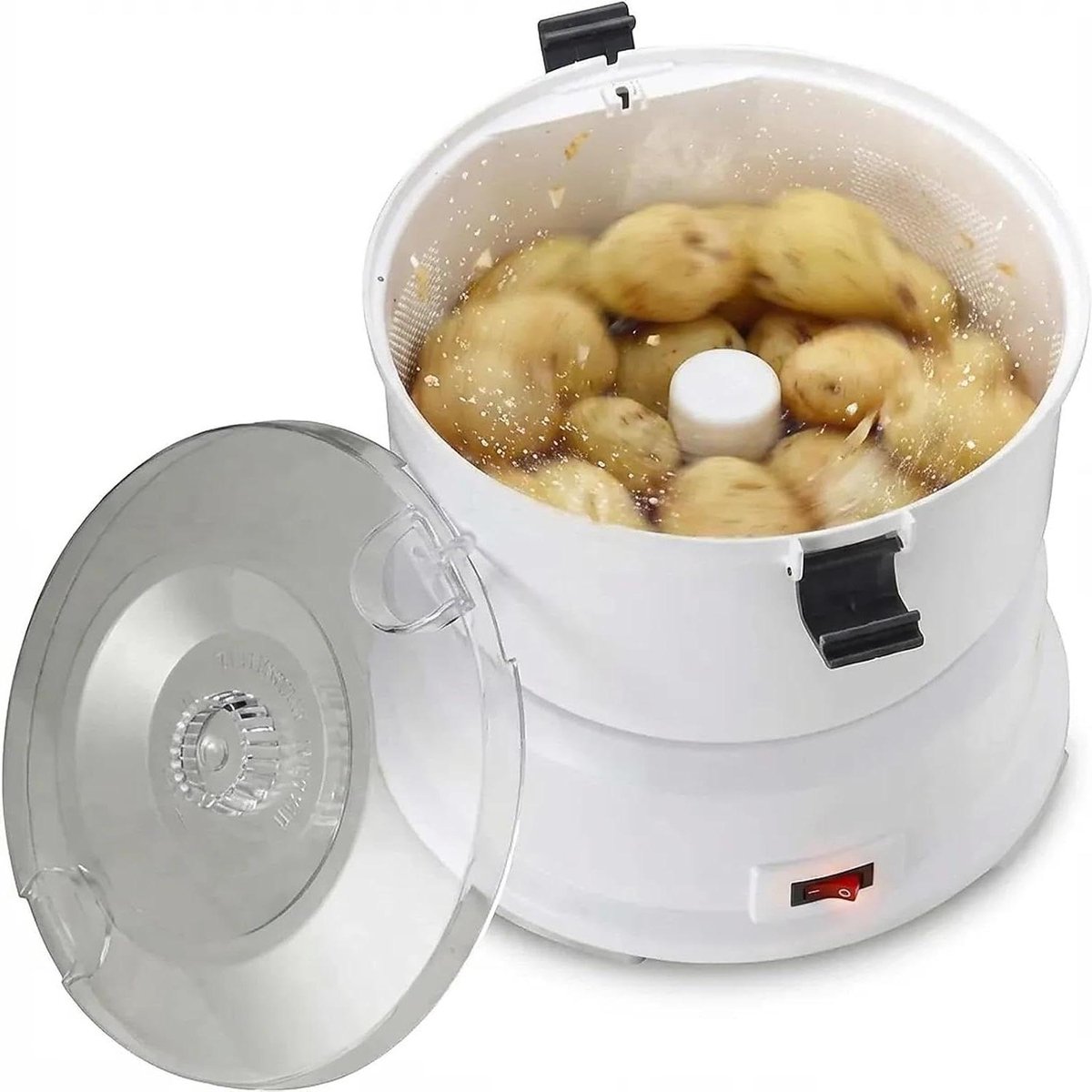 Elektrische Aardappelschiller - Automatische Schilmachine - Snel Groenten Schillen - Eén Knop Bediening - 1 kg Capaciteit - Zilver