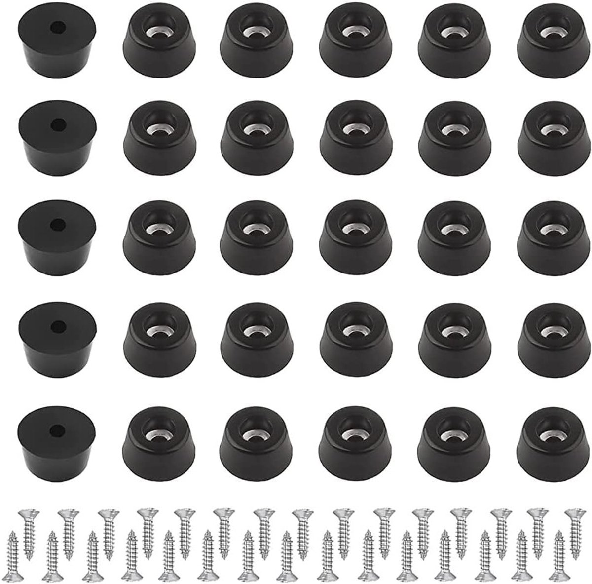 Set van 30 Rubber Buffer Schokbestendige Rubber Voeten met Schroeven voor Meubels en Apparaten - Ideaal voor Bescherming en Stabiliteit (22x18x10mm)
