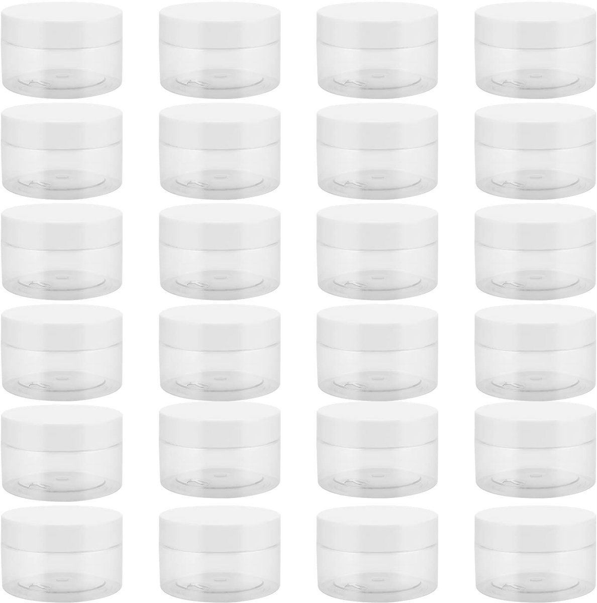 MTTproducts- Plastic Potten 24-Pack - BPA-vrij - Opbergpotten met Deksel - Brede Mond - Lichtgewicht - Stapelbaar