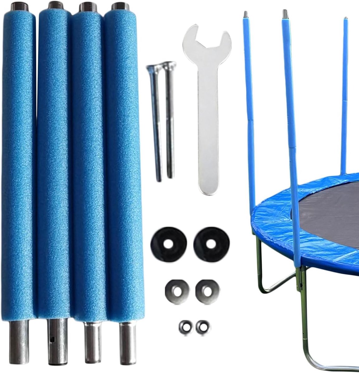 Vervangende Trampolinestokken met Schuimhuls - Complete Set Rechte Buis voor Trampolinebehuizing