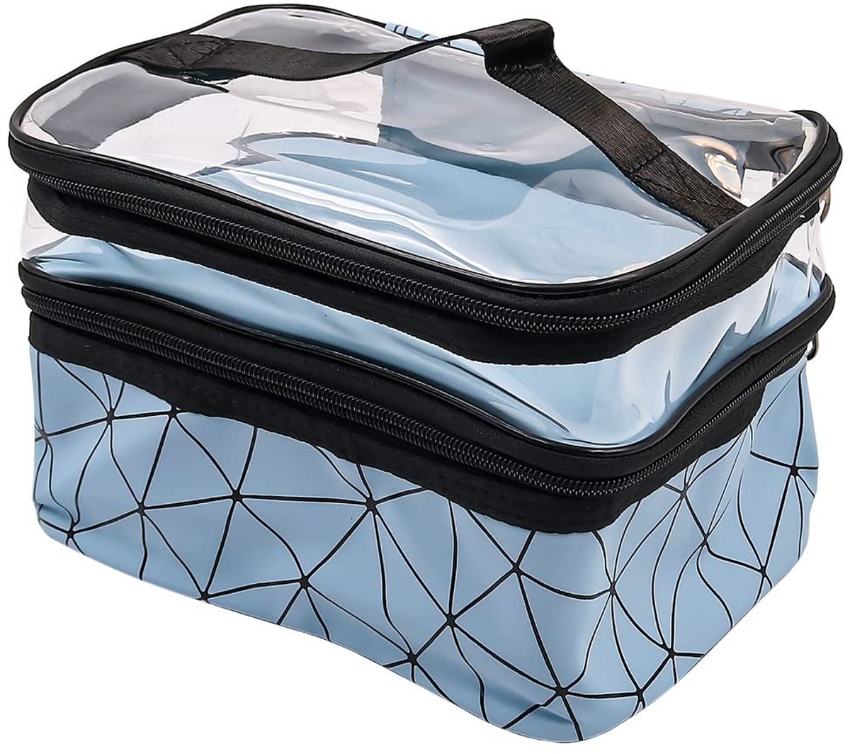 Cosensi- Make-uptas Dubbellaags - Toilettas - Reistoilettas - Waterdicht - Blauw - 17x23x16cm