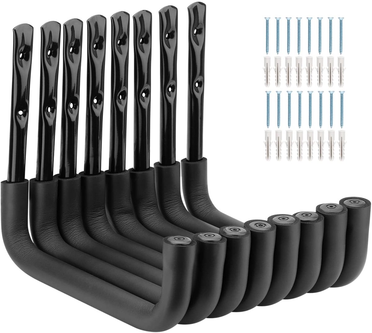 Cosensi- Ladderhaken 25cm - 8 Stuks - Zware Kwaliteit - Muurbevestiging - Organisator - Hoog Laadvermogen 23kg per Haak - Opslaghaken