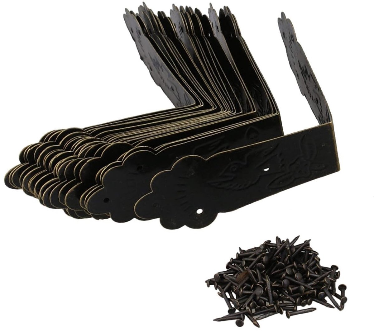 Cosensi- Hoekbeschermers Antiek - 20 Stuks - Decoratief Brons - Houten Kisten - Tafelranden - Inclusief Schroeven - Hoekbeschermer