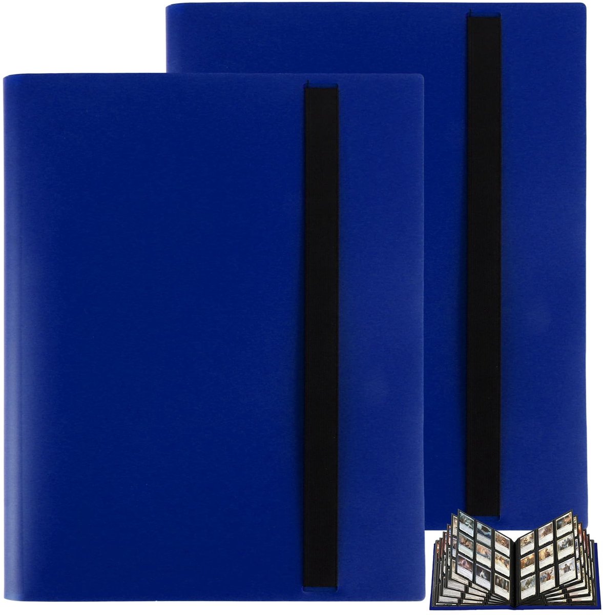 Cosensi- Verzamelkaartenalbum 360 Vakken - 2 Stuks - Transparante Hoezen - Voor Speelkaarten/Minifoto's - Zakformaat 97 x 69 mm - Blauw - Kaartenalbum