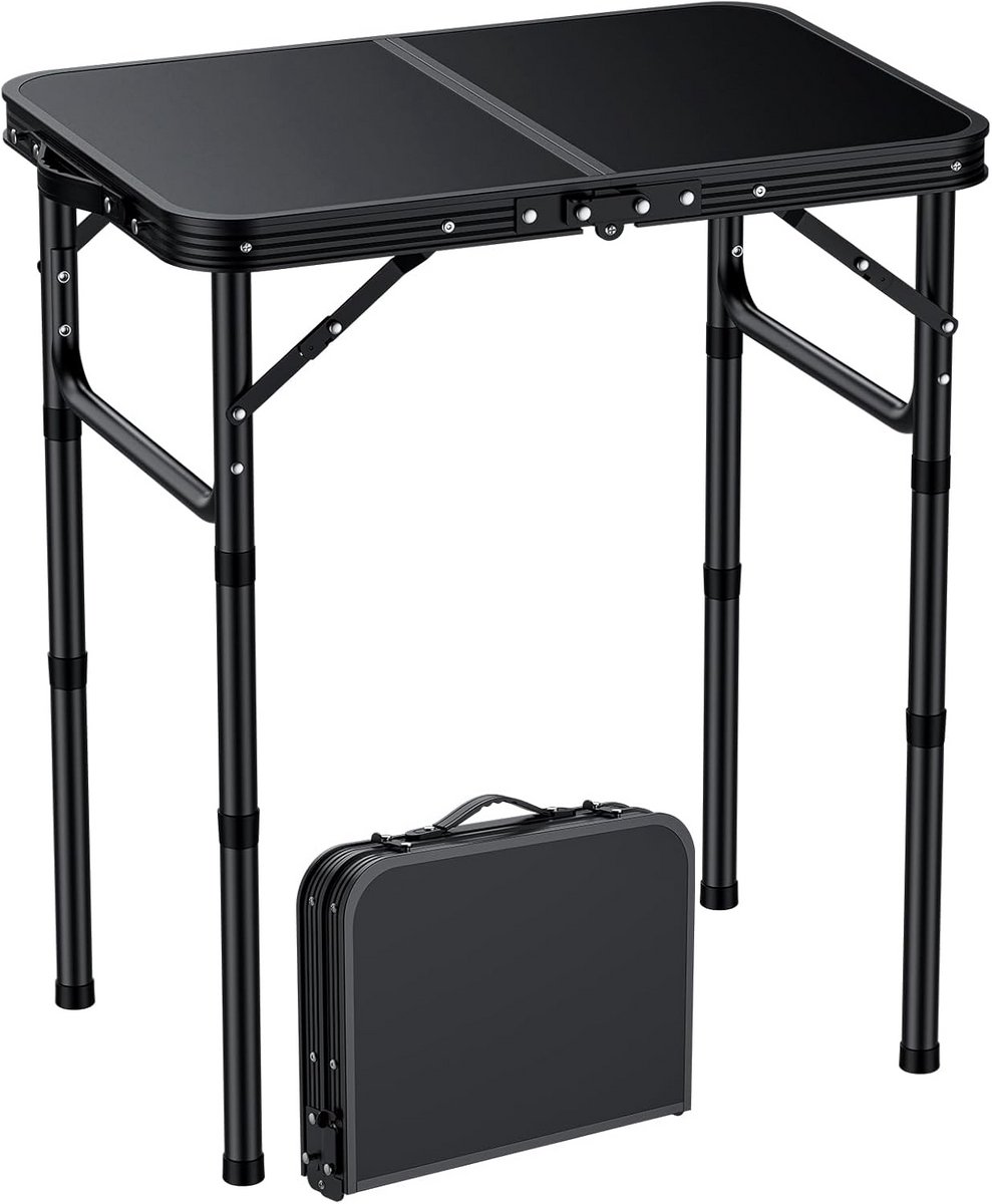 Klaptafel - Bijzettafel Tafel - Extra Werkruimte - In Hoogte Verstelbaar - 58 x 40 x 70 cm - Zwart