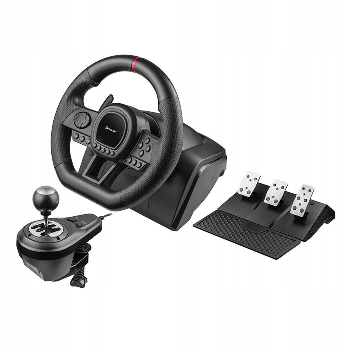 Bol.com Tracer Gaming Stuurwiel - 6 in 1 Stuur - Pedalen en Versnellingspook - PC/PS4/PS3/Xbox One/Switch aanbieding
