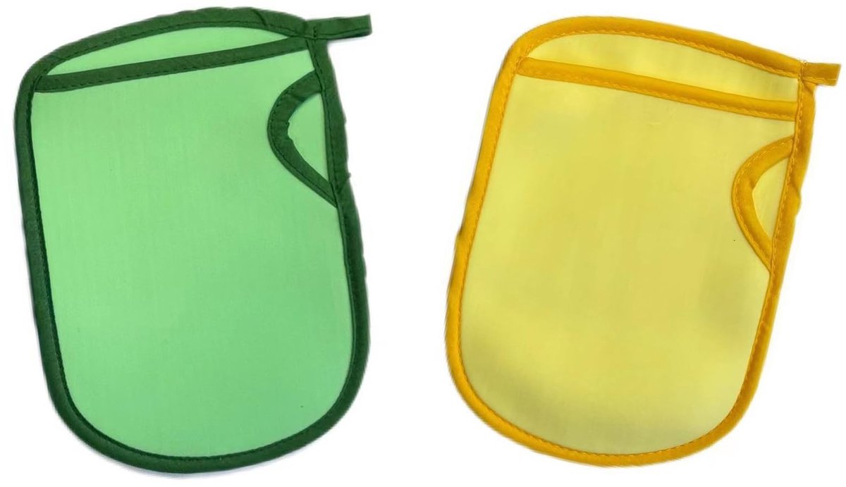 Dailygoods - Dailygoody - Peelende douchehandschoenen - Exfoliërend - Diepe huidreiniging - Groen en geel - Scrubhandschoenen - Geschikt voor alle huidtypes - 2 stu