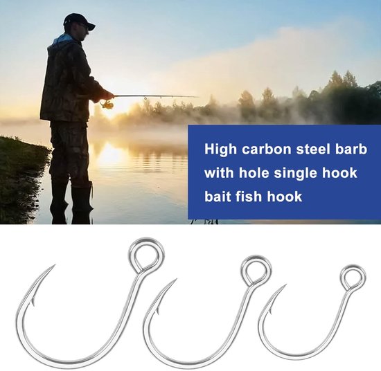 Dailygoods - Dailygoody - Koolstofstaal Vishaak - 50 stuks - Geschikt voor Zoetwater en Zoutwater - Diverse Maten - Ideaal voor Zeebaars en Barracuda van Dailygoods — afbeelding 3