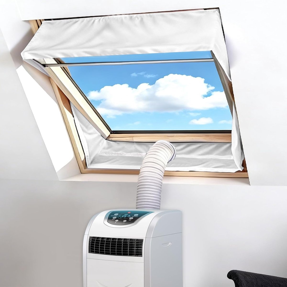 Dakraam Airco Afdichting - 2x230cm Zelfklevend & Scheurvast - voor Kiepramen - max. 460cm Omtrek - Wit - 1 Set