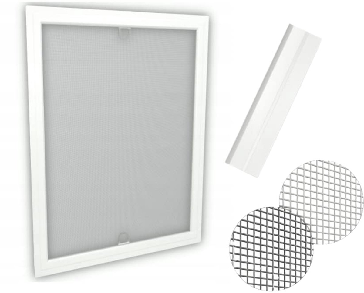 time4blinds Zwart Glasvezel Klamboe Raam – Raam Insectenhor Gaas – Insectennet voor Ramen – Raamgaas Insectenhor – Raam Vliegenhor Gaas – 130x150cm – Witte Lijst