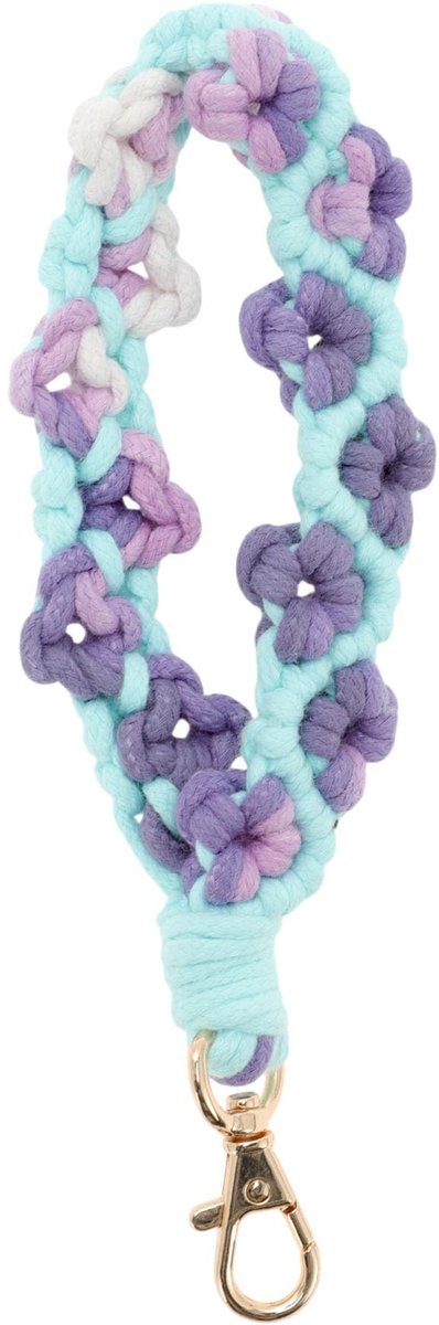Dailygoods - Kleurverloop Boheemse Sleutelhanger met Bloemen in Blauw
